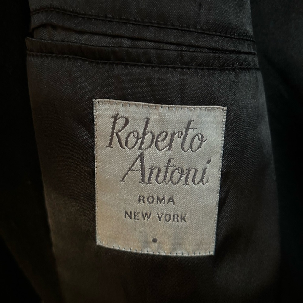 Classic Long Black Wool Men's Overcoat 42R - Picture 2 of 5